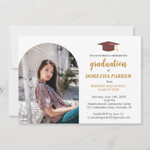 Photo Graduation Party Elegant Gold Script Design Invitation