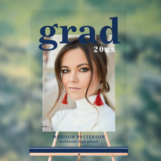 Photo Graduation Party Elegant Modern Script Acrylic Sign (Neutral)