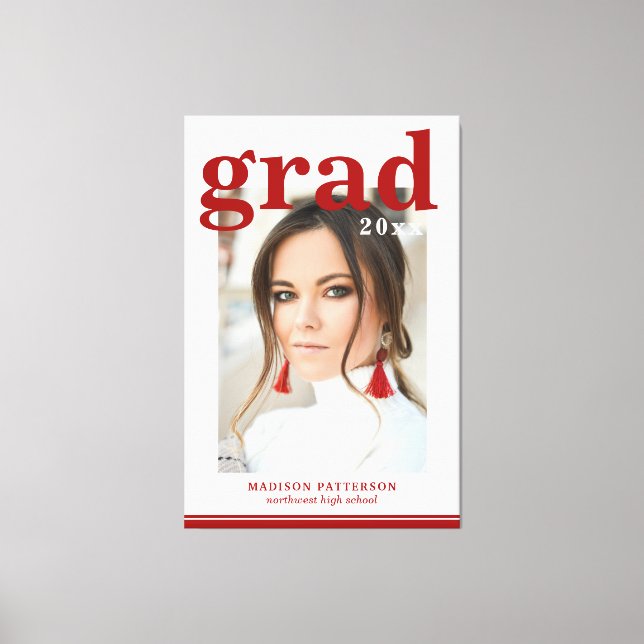 Photo Graduation Party Elegant Modern Script Canvas Print (Front)