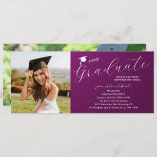 Photo Graduation Party Elegant Modern Script Invitation