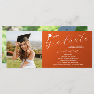 Photo Graduation Party Elegant Modern Script Invitation