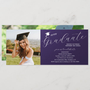Photo Graduation Party Elegant Modern Script Invitation