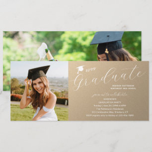 Photo Graduation Party Elegant Modern Script Invitation