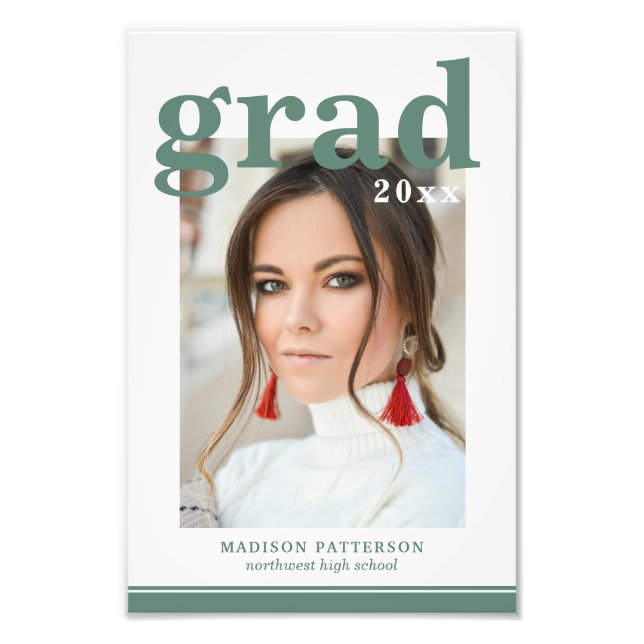 Photo Graduation Party Elegant Modern Script Print (Front)