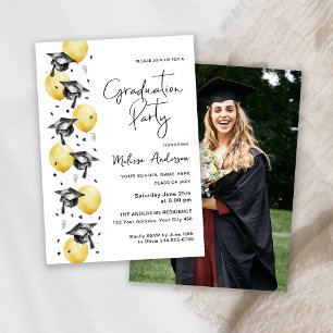 Photo Graduation Party Hats and balloons Invitation