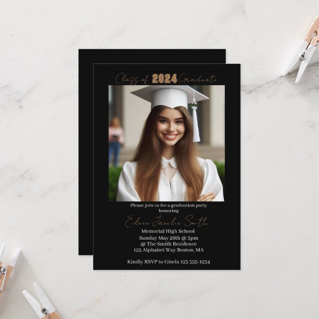 Photo Graduation party Invitation - Announcement (Front/Back In Situ)
