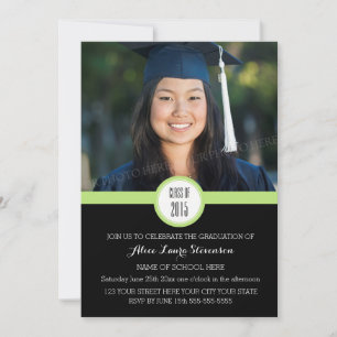 Photo Graduation Party Invitation Black Lime Green