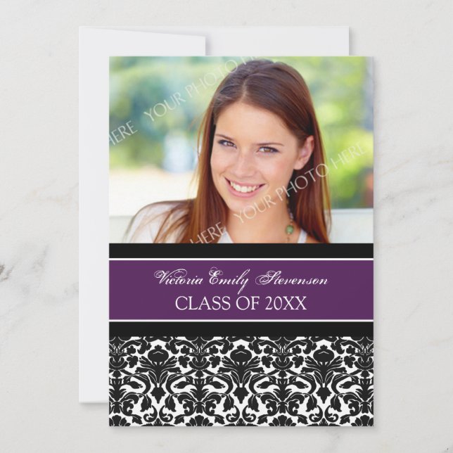 Photo Graduation Party Invitation Card Purple (Front)