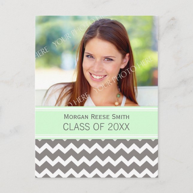 Photo Graduation Party Invitation Postcard Chevron (Front)