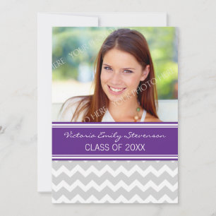 Photo Graduation Party Invitation Purple Chevron