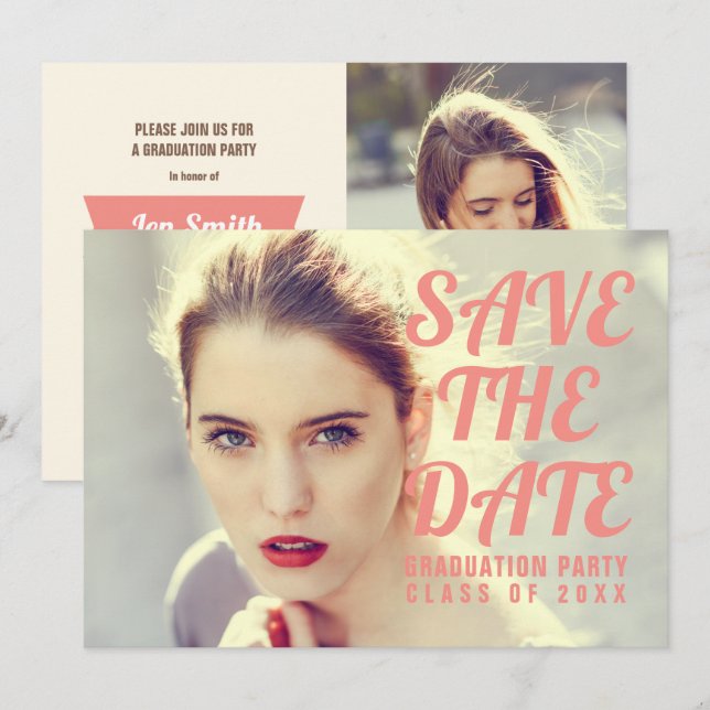 Photo Graduation Party Invitation. Save The Date. Invitation (Front/Back)