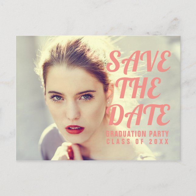 Photo Graduation Party Invitation. Save The Date. Postcard (Front)