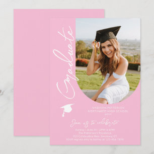 Photo Graduation Party Modern Elegant Script Invitation