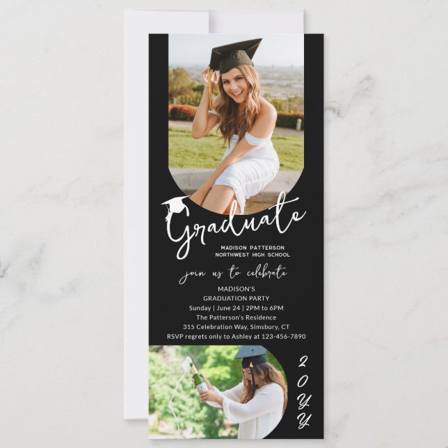 Photo Graduation Party Modern Elegant Script Invitation (Front)