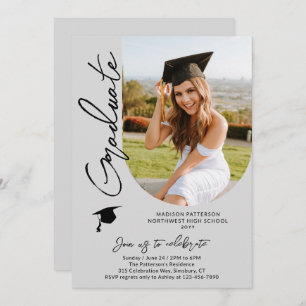 Photo Graduation Party Modern Elegant Script Invitation