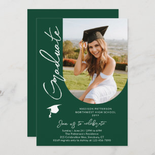 Photo Graduation Party Modern Elegant Script Invitation