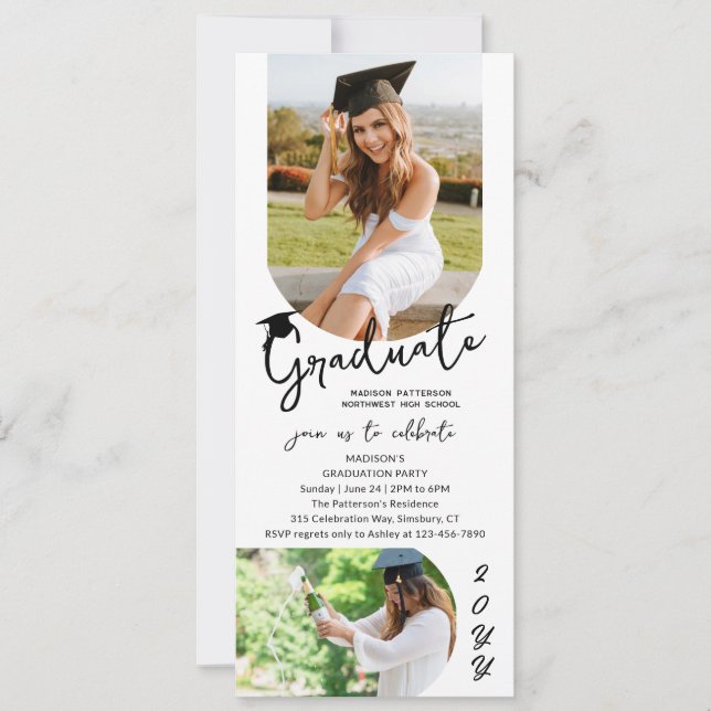 Photo Graduation Party Modern Elegant Script Invitation (Front)