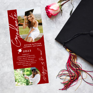 Photo Graduation Party Modern Elegant Script Invitation