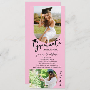 Photo Graduation Party Modern Elegant Script Invitation