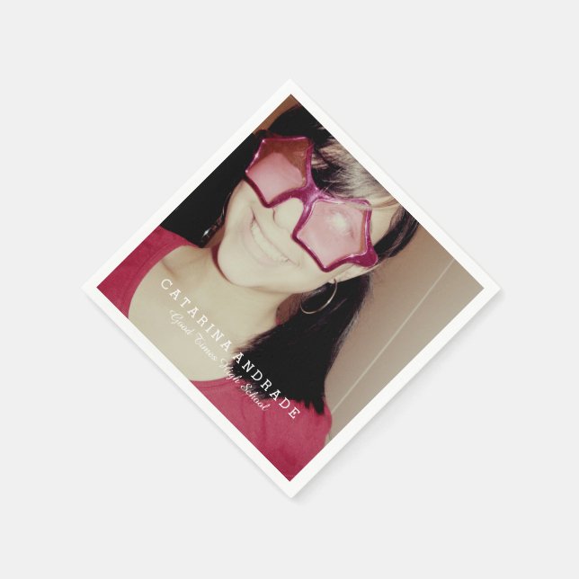 Photo Graduation Party Modern High School Custom Napkin (Corner)