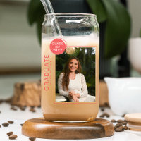 Photo Graduation Party Modern Script Light Red