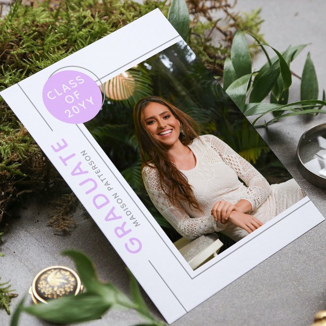 Photo Graduation Party Modern Script Purple Gray (Creator Uploaded)