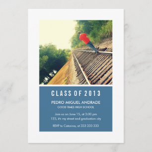 Photo Graduation Party Navy Blue White Class 2013 Invitation