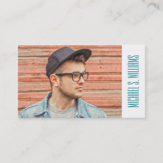 Photo Graduation | Teal And Orange Shapes Pattern Calling Card (Front)