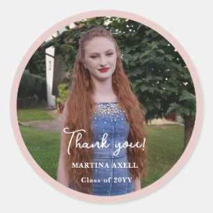 Photo Graduation Thank You Classic Round Sticker