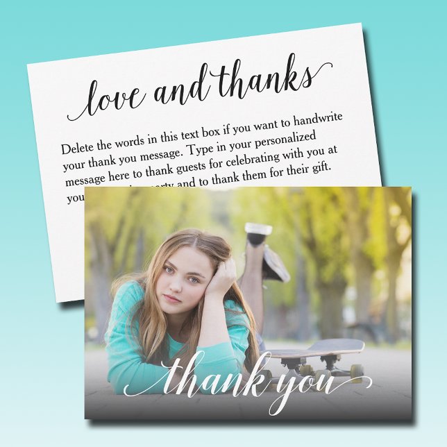 Photo Graduation Thank You Flat Card (Photo graduation thank you flat note cards with your message on the back)