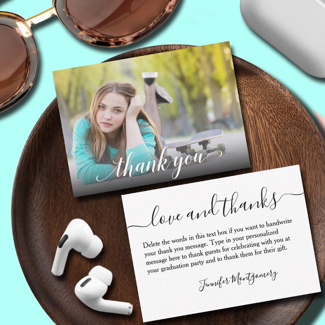 Photo Graduation Thank You Small  Note Card (Photo graduation thank you small flat note cards)