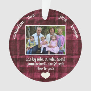 Photo Grandparents Close to Your Heart Plaid Xmas Ornament