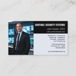 Photo Gray and Black Security Protection Business Card