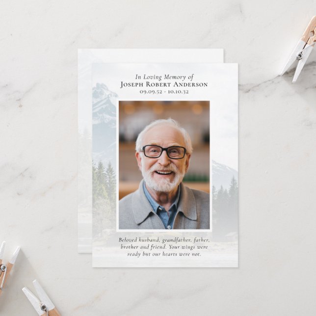 Photo Great Outdoors River Memorial Prayer Card (Front/Back In Situ)