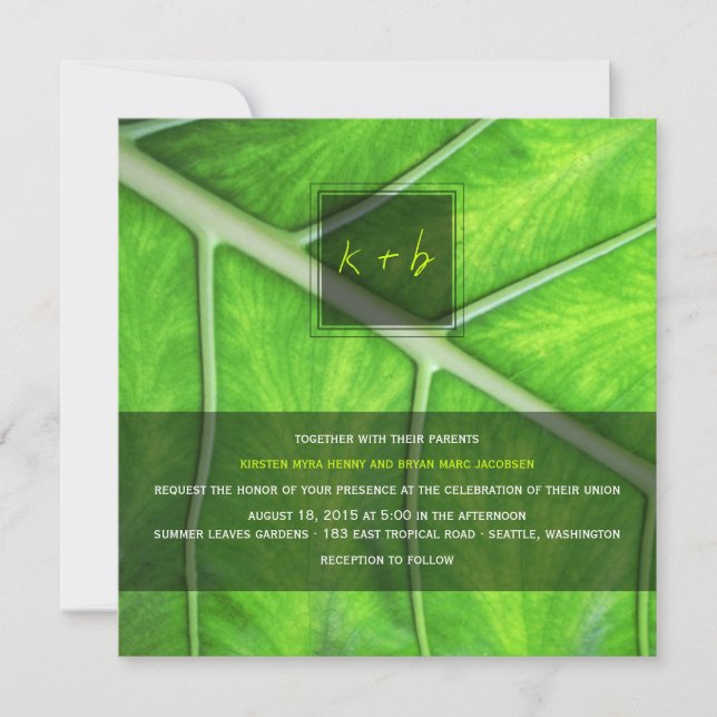 Photo Green Leaf Nature Photography Wedding Invite (Front)