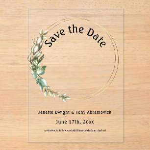 Photo Green leaves Save the date  Acrylic Invitations