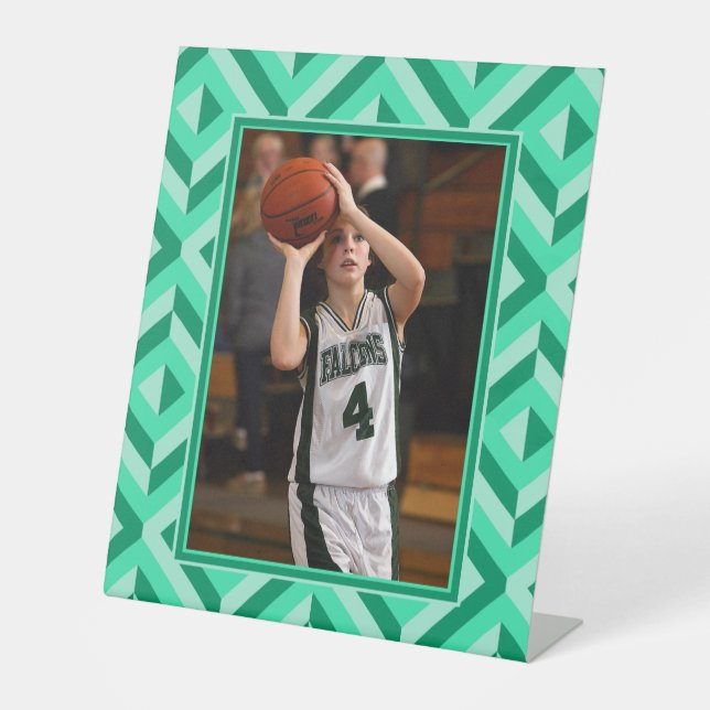 Photo Green Three-Tone Diamond Pattern Pedestal Sign (Front)