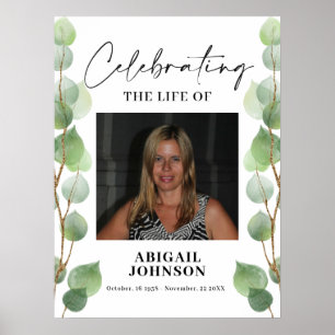 Photo Greenery Celebrating the life Funeral Poster