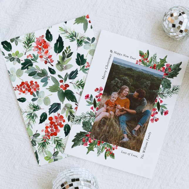 Photo Greenery Christmas Card (Creator Uploaded)