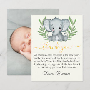 Photo Greenery Elephant Neutral Baby Shower Invitation