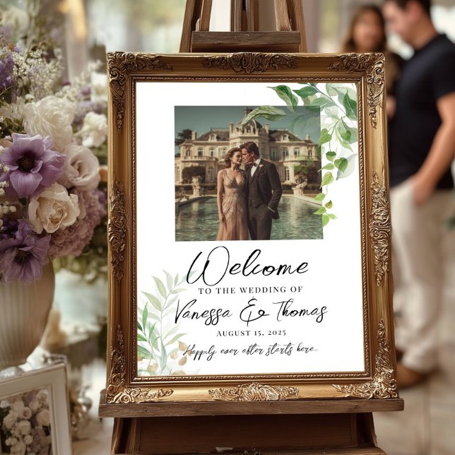 Photo greenery wedding welcome sign  (Creator Uploaded)