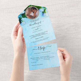 Photo Greenish Wedding All In One Invitation