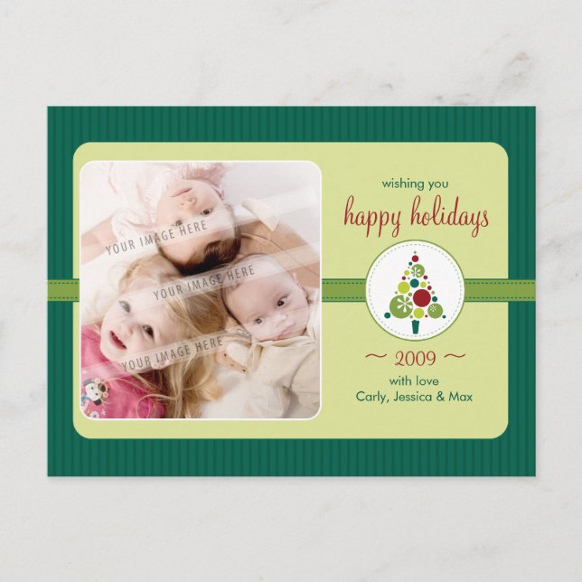 PHOTO GREETING POSTCARD :: modern spotty tree L5 (Front)