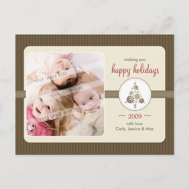 PHOTO GREETING POSTCARD :: modern spotty tree L6 (Front)