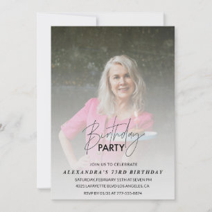 Photo Grey 73rd birthday invitation