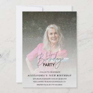 Photo Grey 76th birthday invitation 