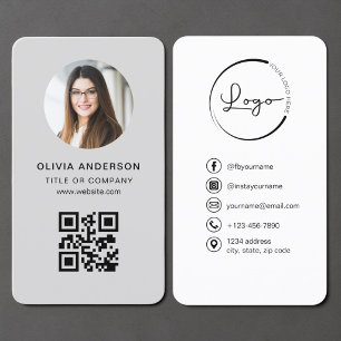 Photo Grey QR Code Business Card