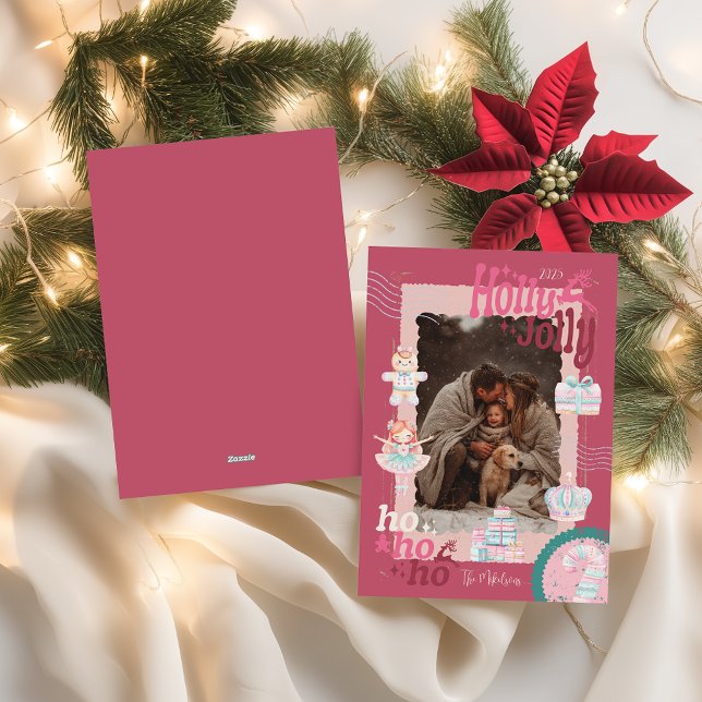 Photo Groovy Nutcracker Retro Pastel Christmas Holiday Card (Creator Uploaded)