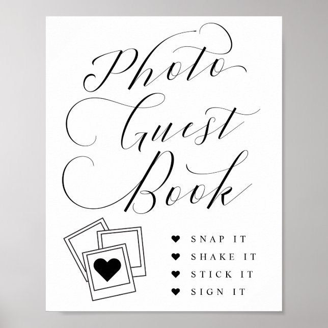 Photo Guest Book Calligraphy Script Wedding Sign (Front)