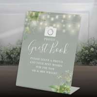 Photo Guest Book Greenery Sage Green Wedding